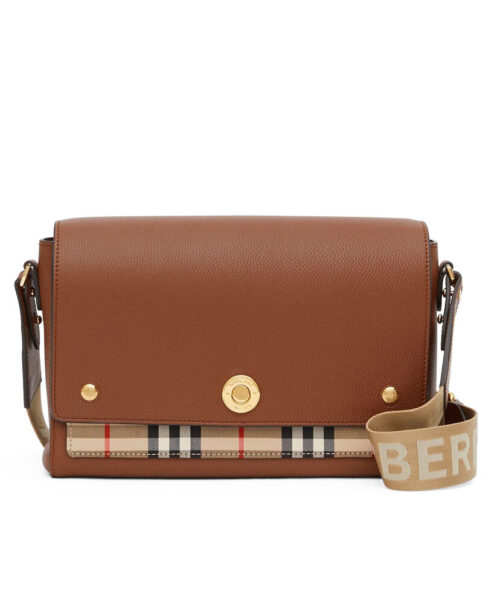 Burberry Leather and Vintage Check Note Crossbody Bag